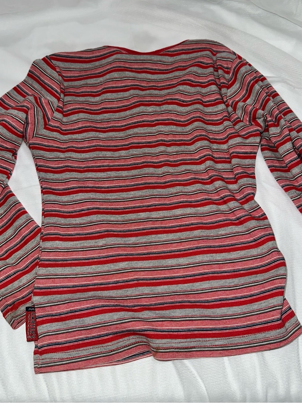 Vintage 90’s Carter’s ‘Watch The Wear’ Striped Snap Henley Shirt Youth 7/8 - Picture 4 of 5